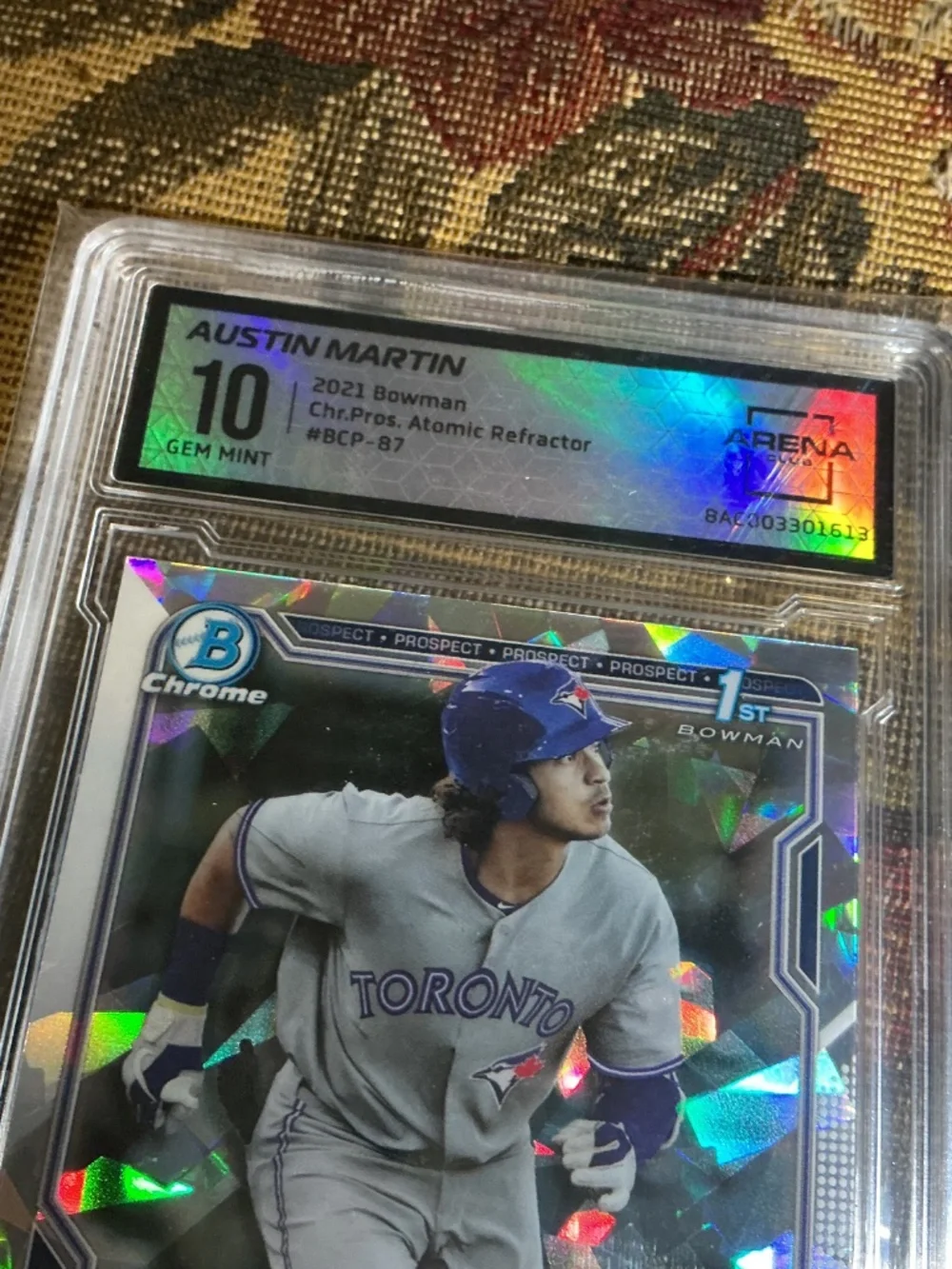 2021 Bowman Chrome Pros. Austin Martin BCP-87 Atomic Refractor Graded Arena 10